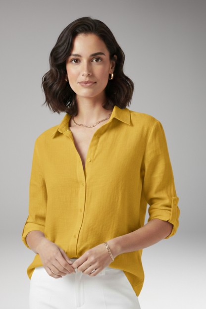 Women's Pointed Collar Blouse Button Front