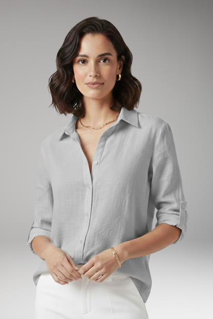Women's Pointed Collar Blouse Button Front