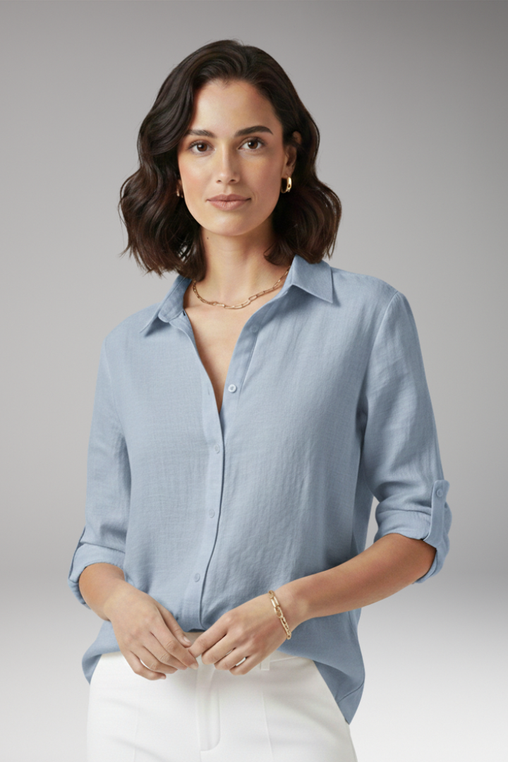 Women's Pointed Collar Blouse Button Front