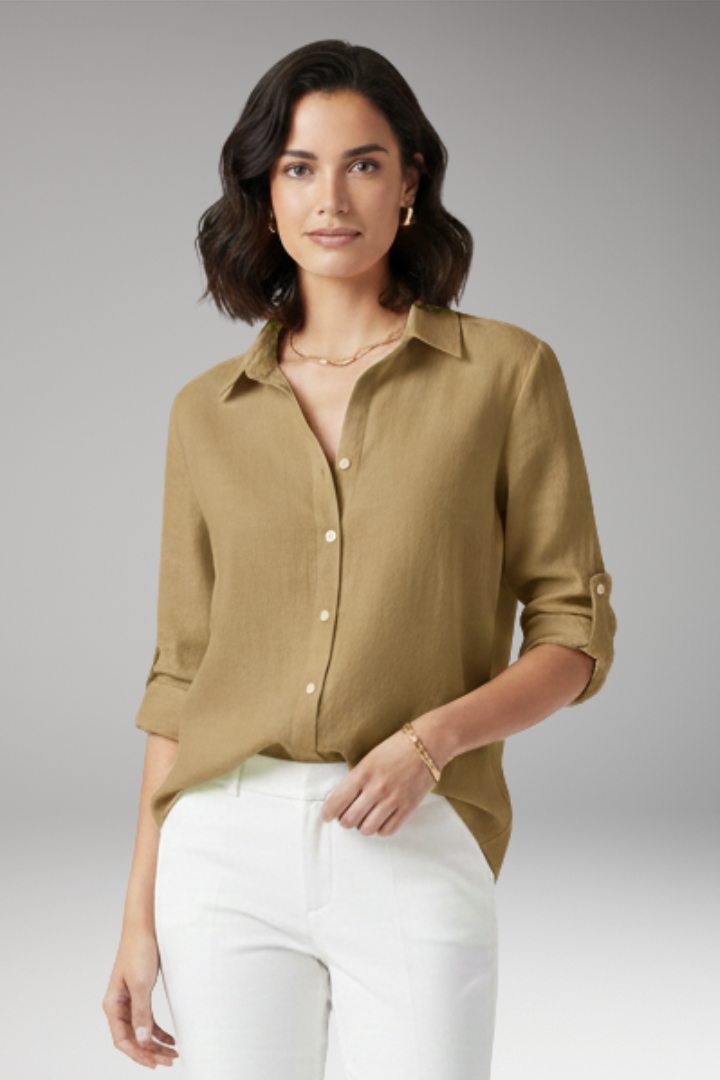Women's Pointed Collar Blouse Button Front