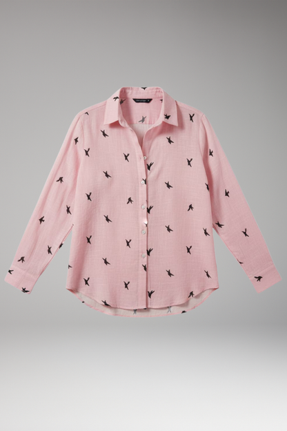 Women's Pointed Collar Blouse Button Front - VibreMode