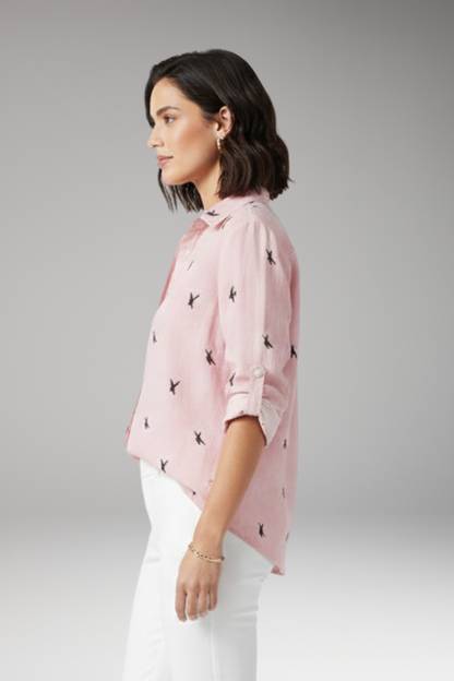 Women's Pointed Collar Blouse Button Front
