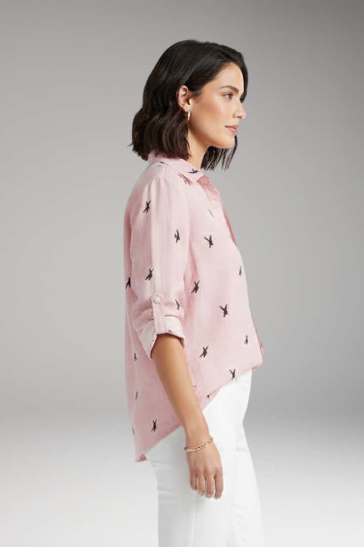 Women's Pointed Collar Blouse Button Front