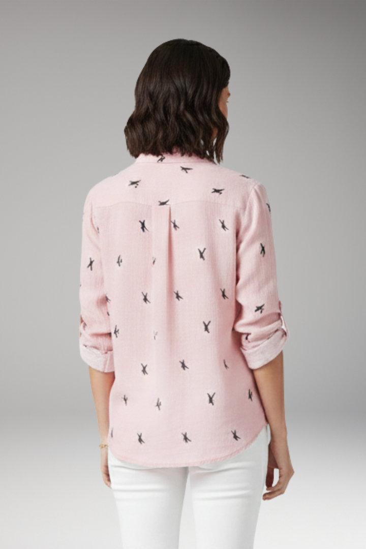 Women's Pointed Collar Blouse Button Front