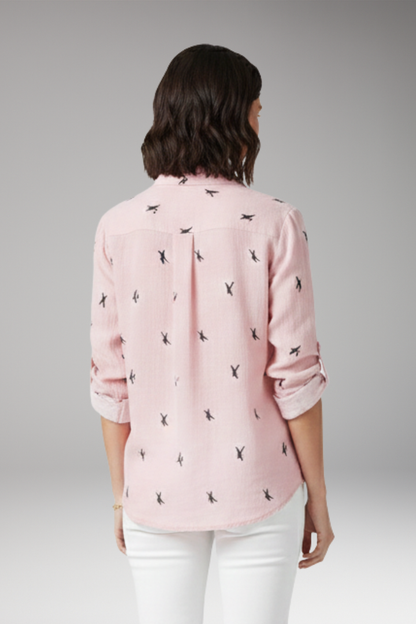 Women's Pointed Collar Blouse Button Front