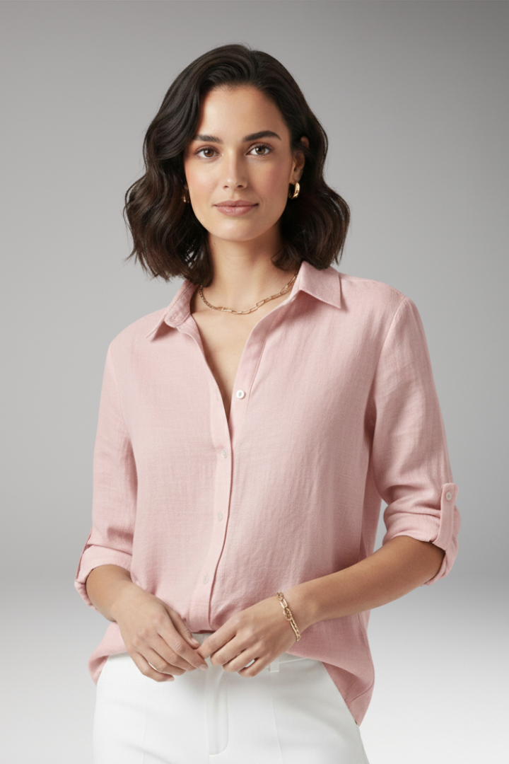 Women's Pointed Collar Blouse Button Front