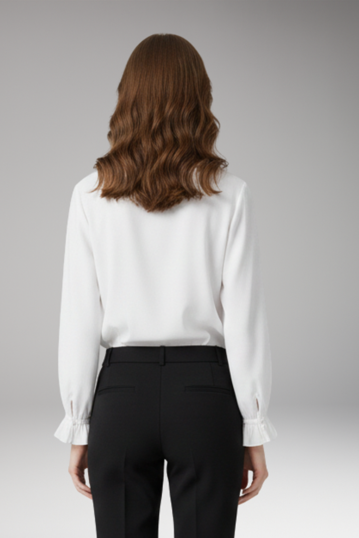 Women's V-Neck Blouse Ruffled Detail