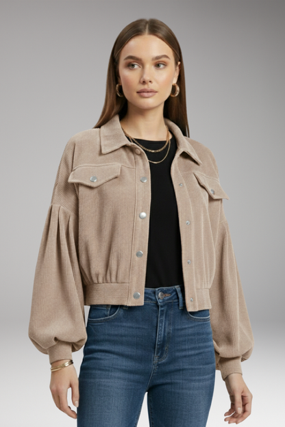 Women's Zipper Blouson Jacket Ribbed Trim