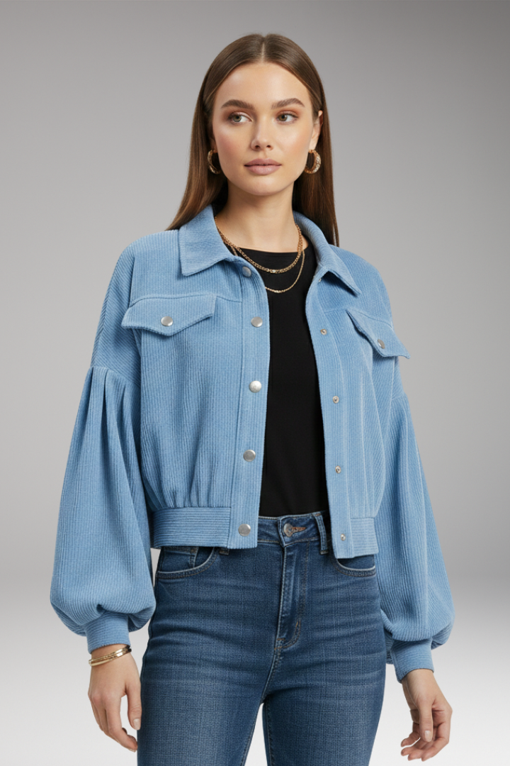 Women's Zipper Blouson Jacket Ribbed Trim