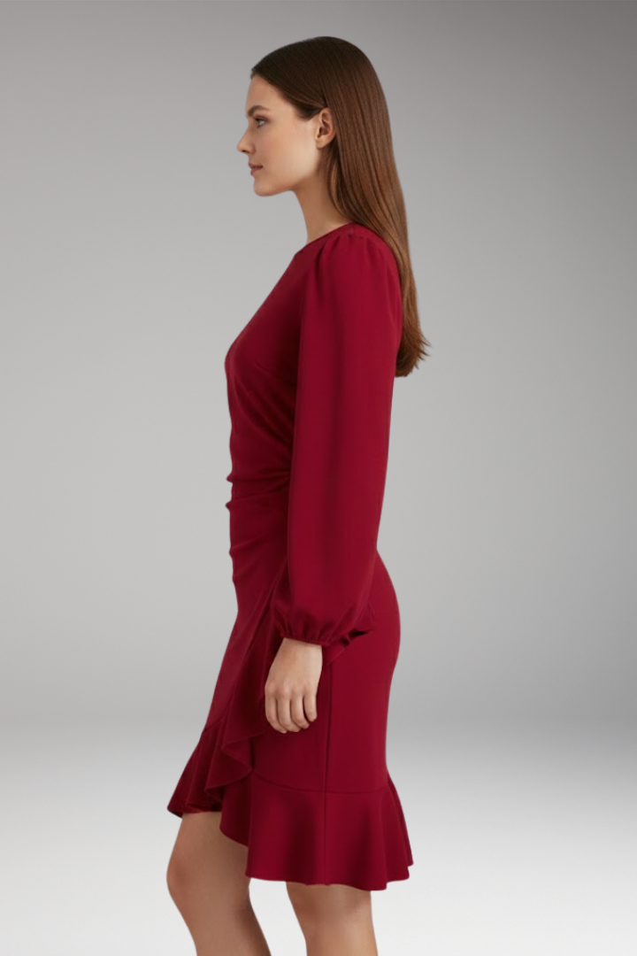 Women's Long Sleeve Bodycon Dress Ruffle Hem