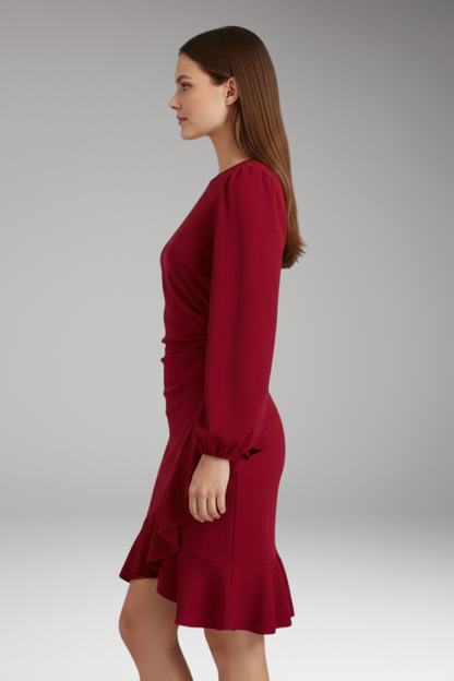 Women's Long Sleeve Bodycon Dress Ruffle Hem