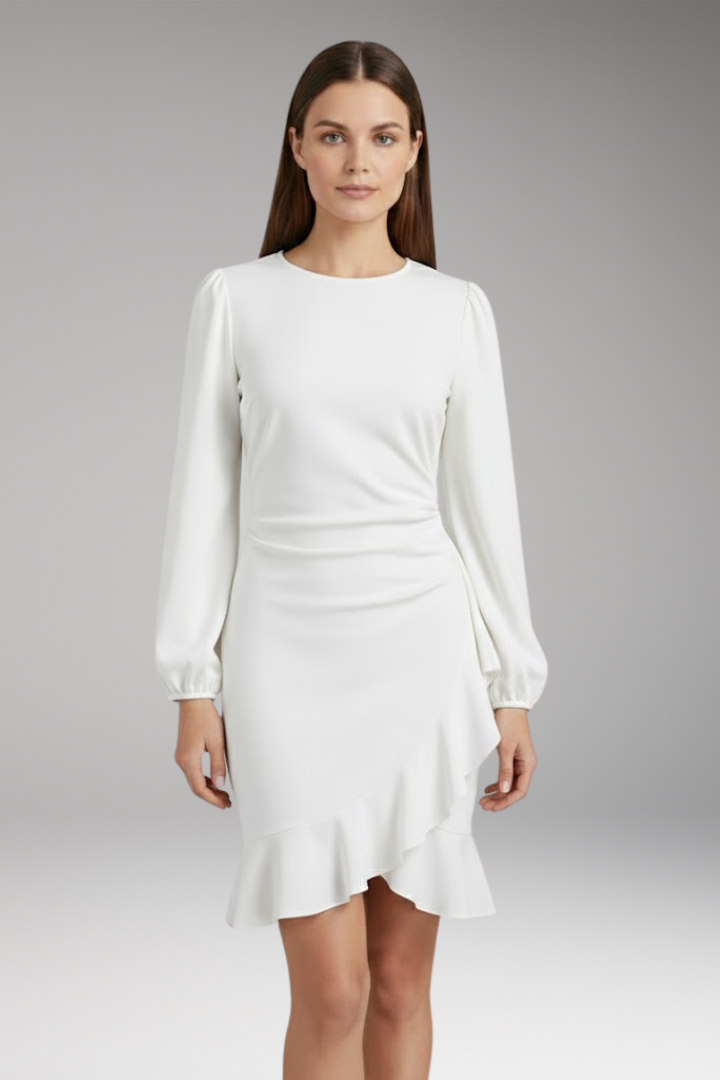 Women's Long Sleeve Bodycon Dress Ruffle Hem