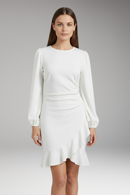 Women's Long Sleeve Bodycon Dress Ruffle Hem