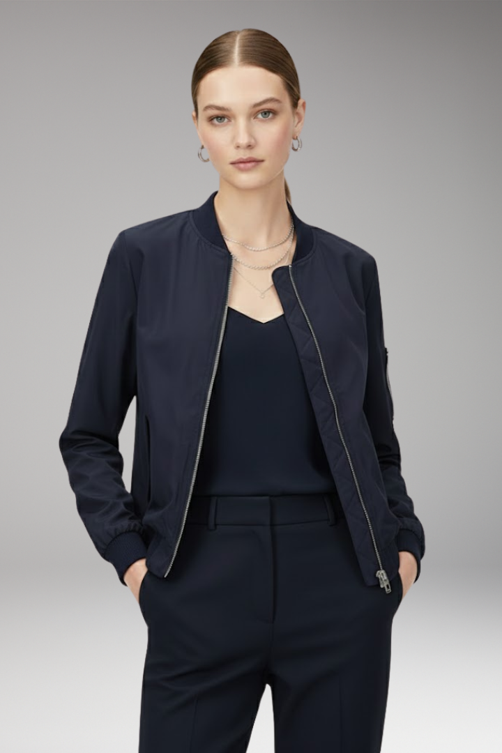 Women's Bomber Jacket Adjustable Elastic Cuffs