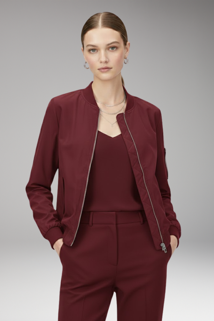 Women's Bomber Jacket Adjustable Elastic Cuffs