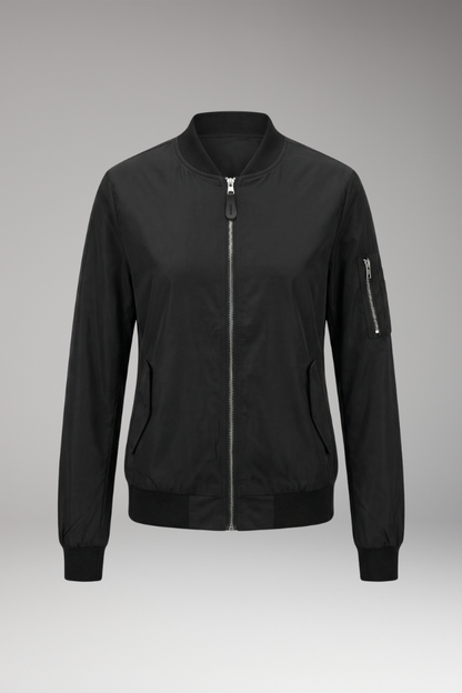 Women's Bomber Jacket Adjustable Elastic Cuffs - VibreMode