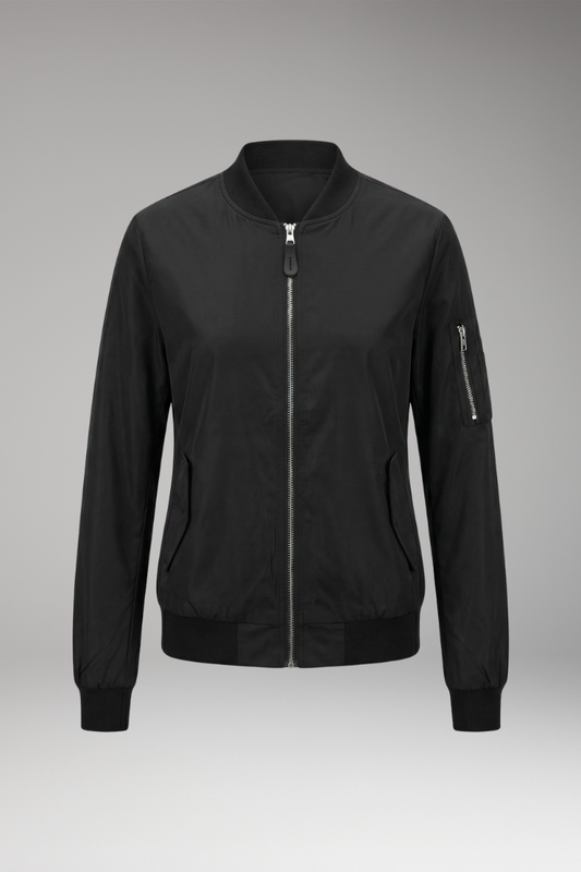 Women's Bomber Jacket Adjustable Elastic Cuffs - VibreMode