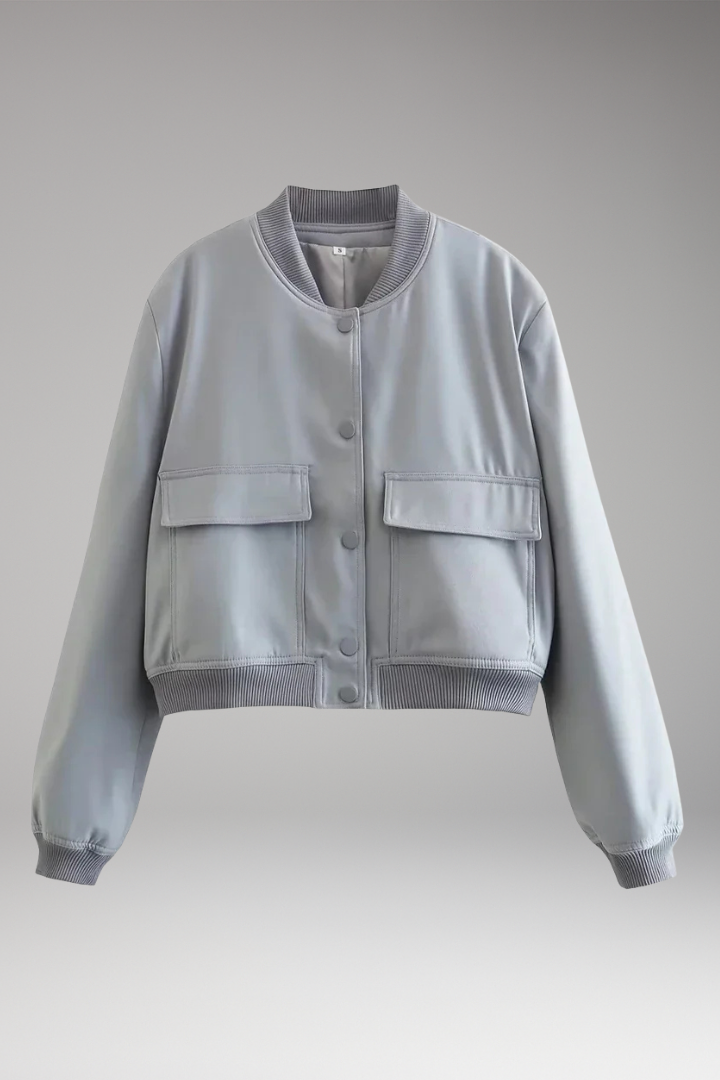 Women's Bomber Jacket Button Front Cotton - VibreMode