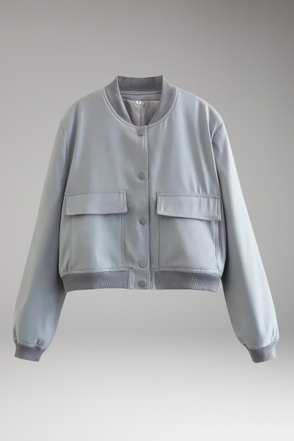 Women's Bomber Jacket Button Front Cotton - VibreMode