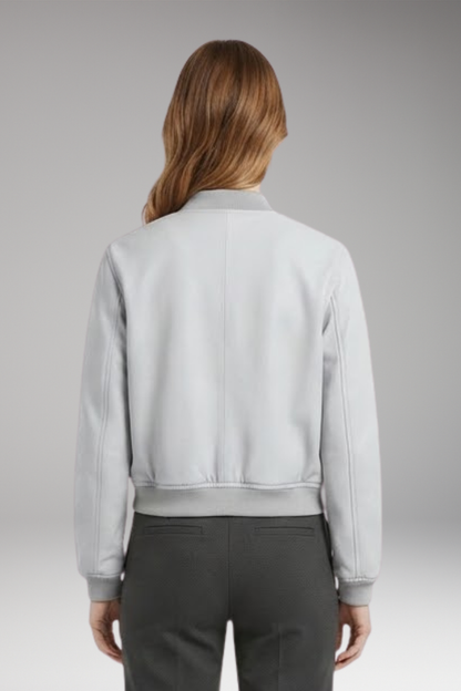 Women's Bomber Jacket Button Front Cotton