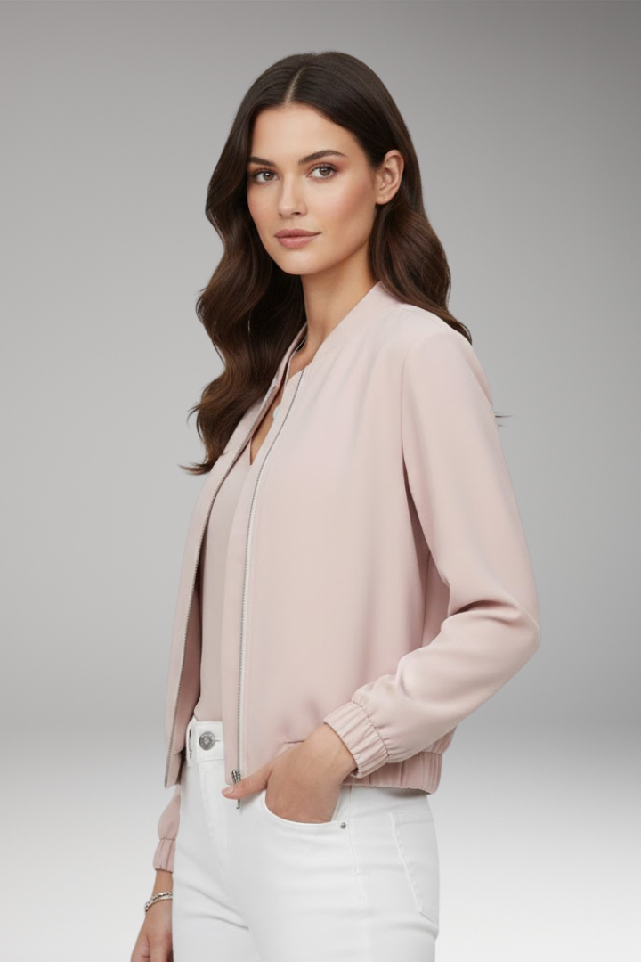 Women's Short Bomber Jacket Zip Closure