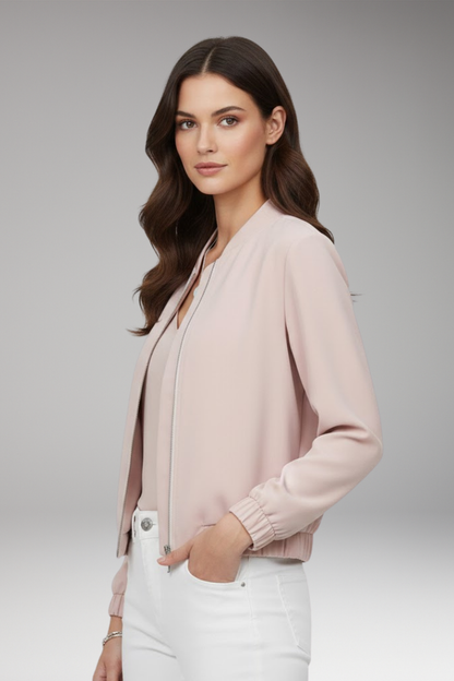 Women's Short Bomber Jacket Zip Closure