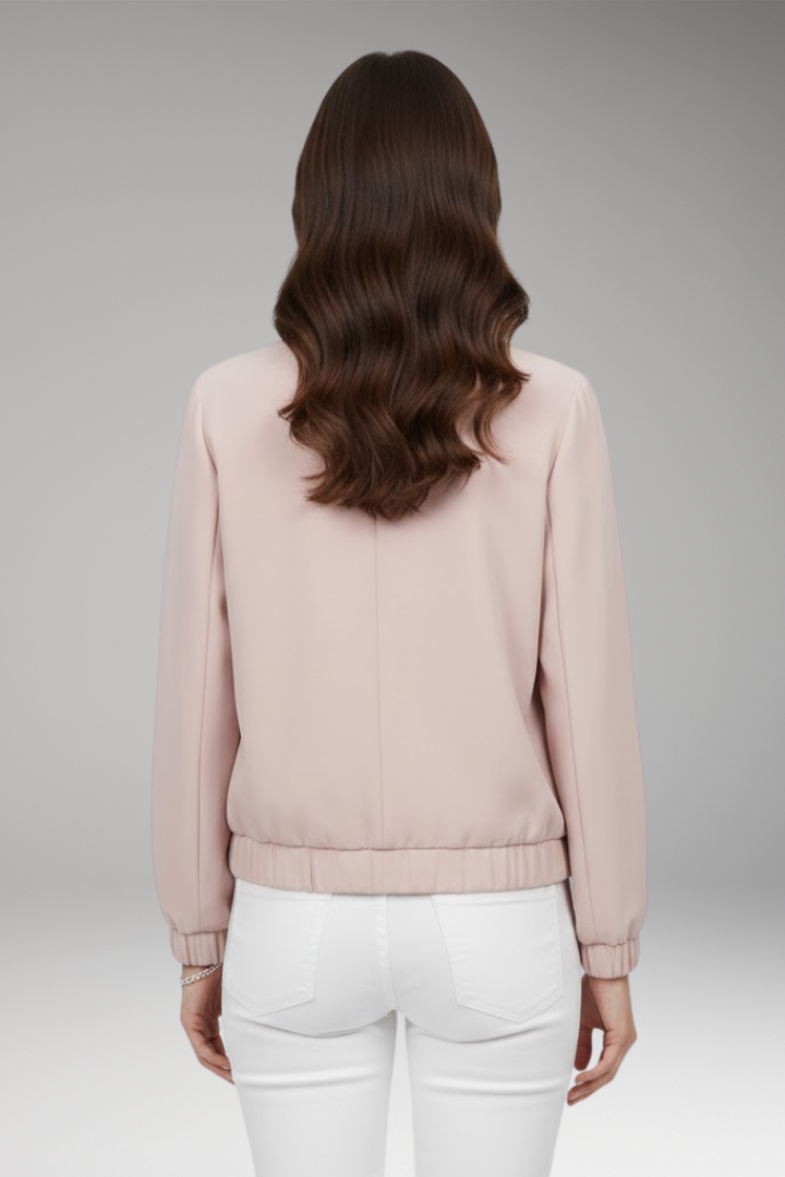 Women's Short Bomber Jacket Zip Closure
