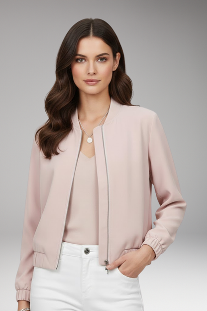 Women's Short Bomber Jacket Zip Closure