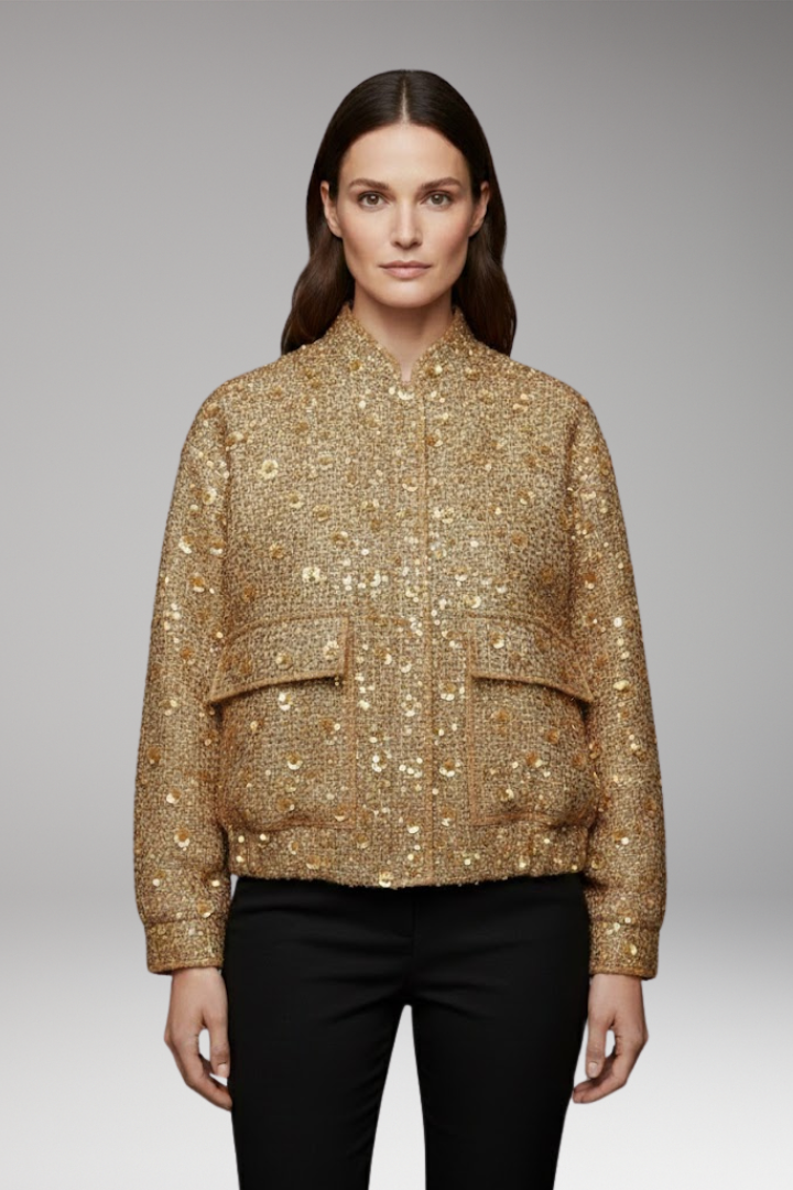 Women's Bomber Jacket Collar Neck Elastic Hem