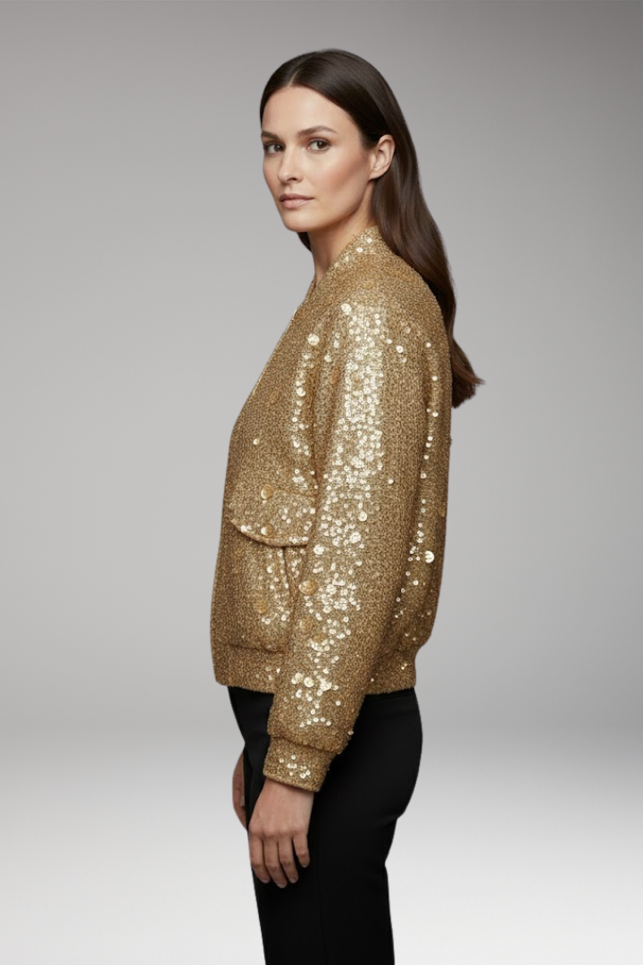 Women's Bomber Jacket Collar Neck Elastic Hem