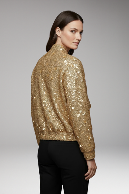 Women's Bomber Jacket Collar Neck Elastic Hem