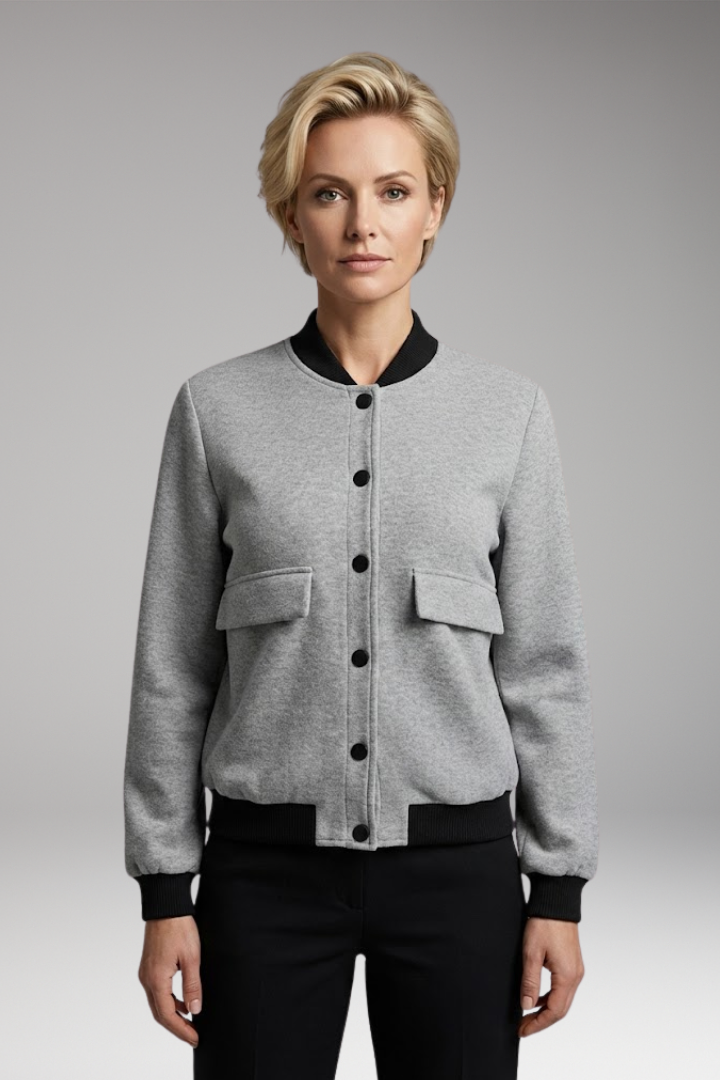 Women's Bomber Jacket Color Block Long Sleeve