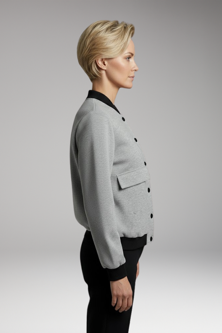 Women's Bomber Jacket Color Block Long Sleeve