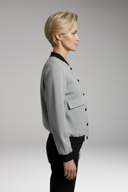 Women's Bomber Jacket Color Block Long Sleeve
