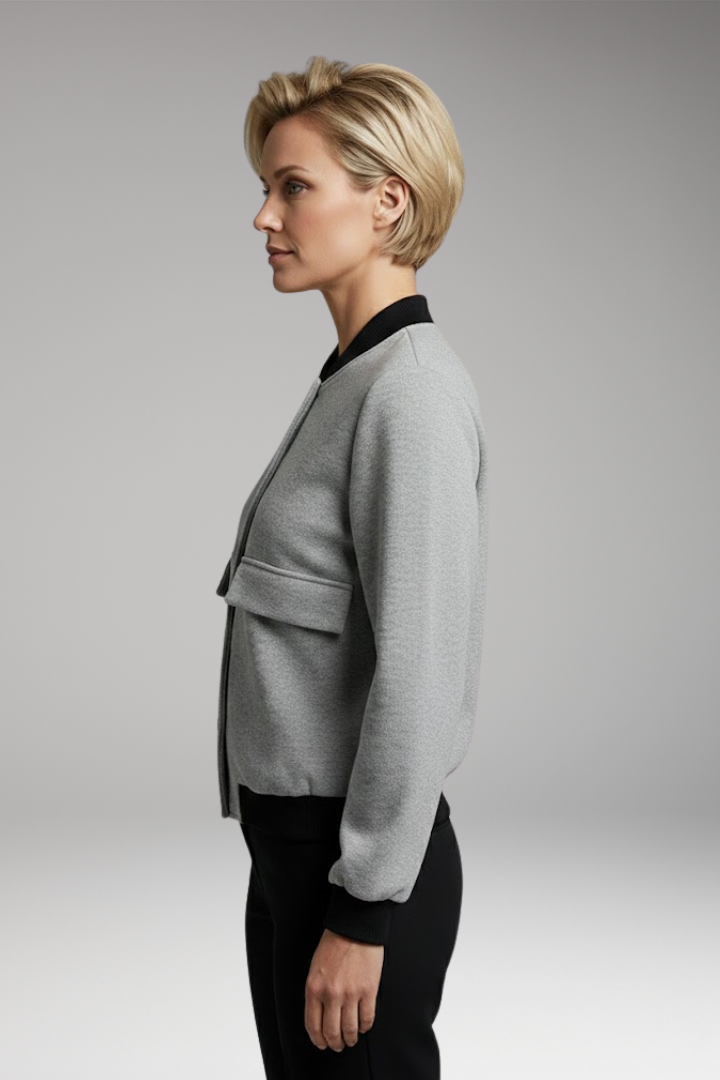 Women's Bomber Jacket Color Block Long Sleeve