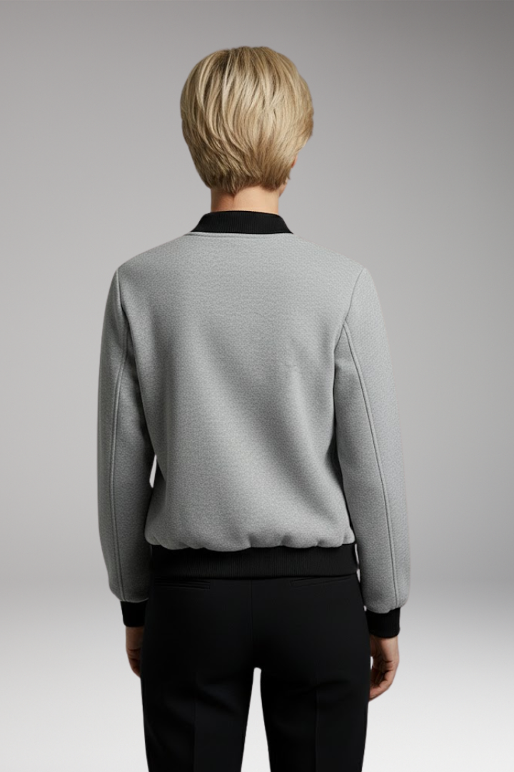Women's Bomber Jacket Color Block Long Sleeve
