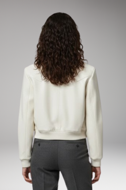 Women's Bomber Jacket Elastic Cuffs Front Pockets