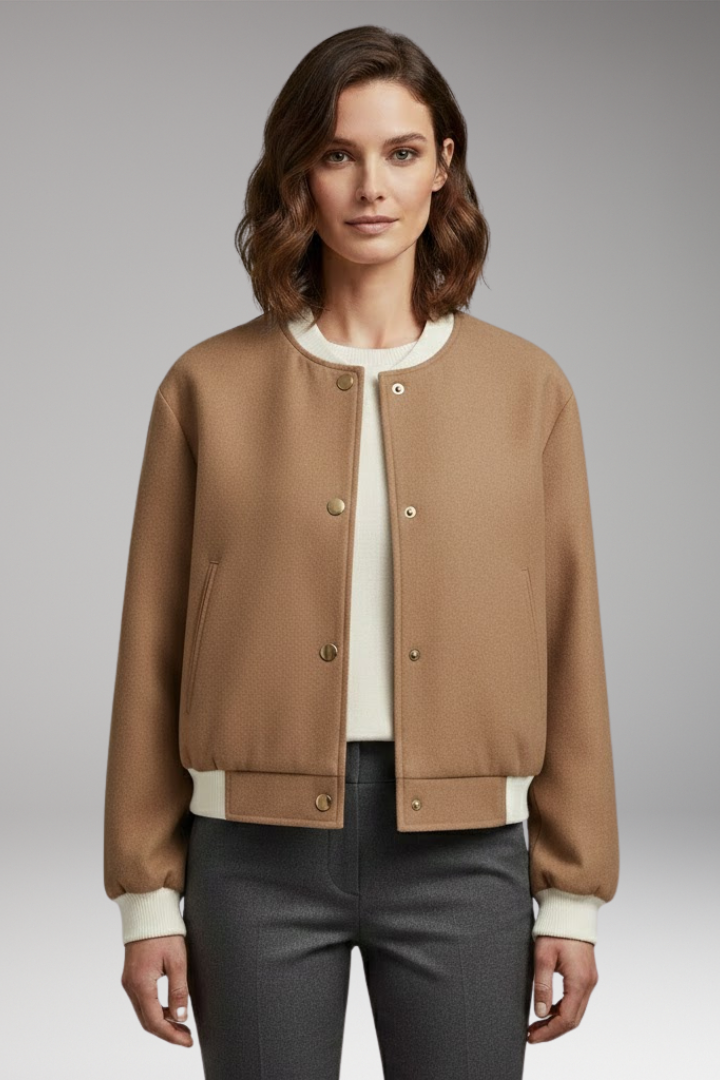 Women's Bomber Jacket Elastic Cuffs Side Pockets