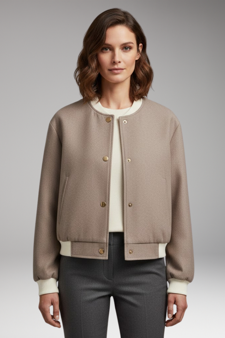 Women's Bomber Jacket Elastic Cuffs Side Pockets