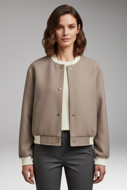 Women's Bomber Jacket Elastic Cuffs Side Pockets