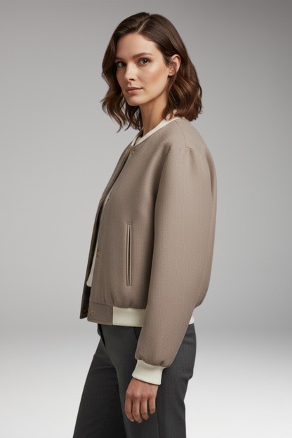 Women's Bomber Jacket Elastic Cuffs Side Pockets
