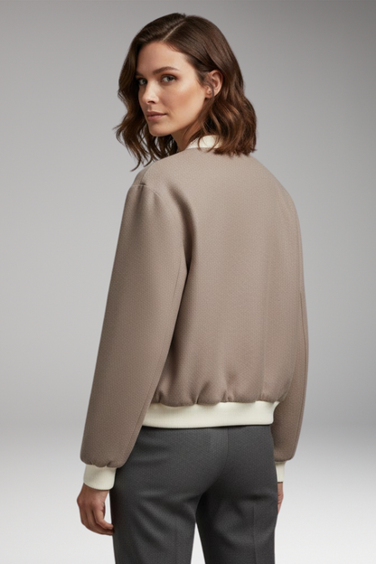 Women's Bomber Jacket Elastic Cuffs Side Pockets