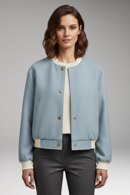 Women's Bomber Jacket Elastic Cuffs Side Pockets