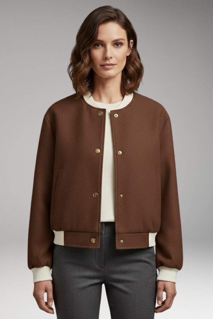 Women's Bomber Jacket Elastic Cuffs Side Pockets