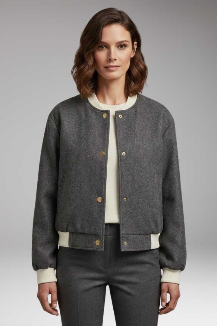 Women's Bomber Jacket Elastic Cuffs Side Pockets