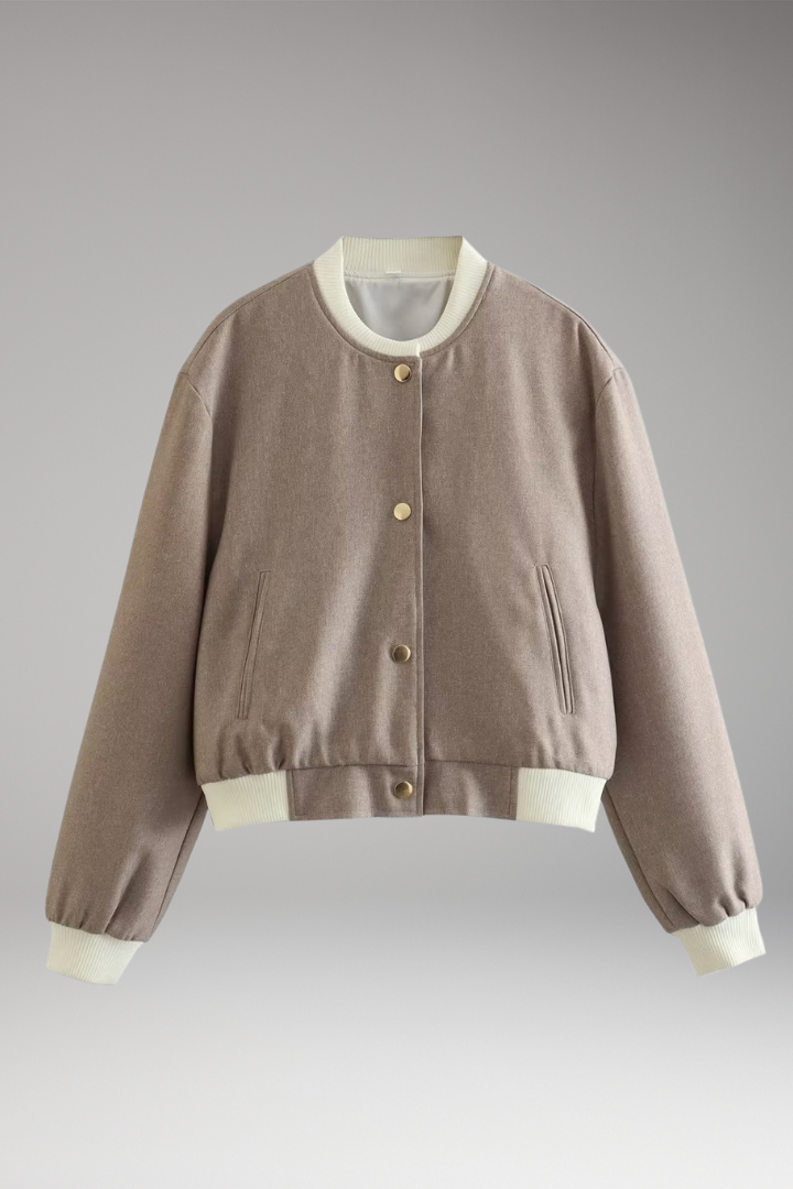 Women's Bomber Jacket Elastic Cuffs Side Pockets - VibreMode