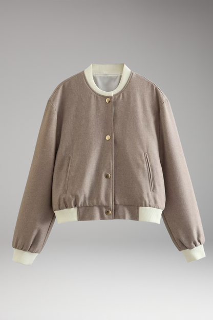 Women's Bomber Jacket Elastic Cuffs Side Pockets - VibreMode