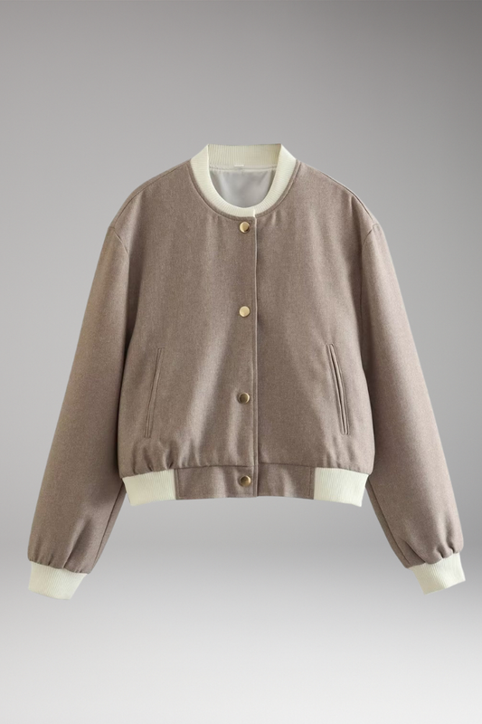 Women's Bomber Jacket Elastic Cuffs Side Pockets - VibreMode