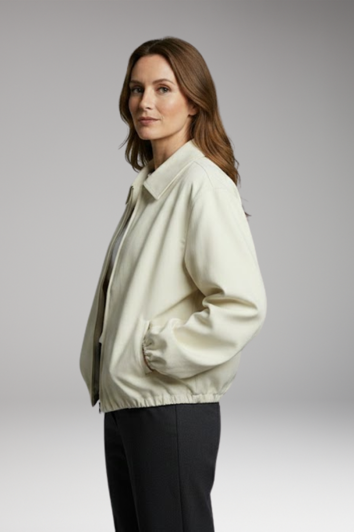 Women's Bomber Jacket Elastic Hem Side Pockets
