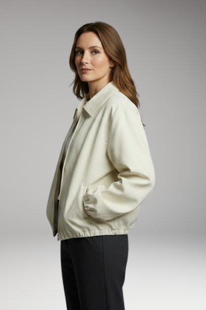 Women's Bomber Jacket Elastic Hem Side Pockets